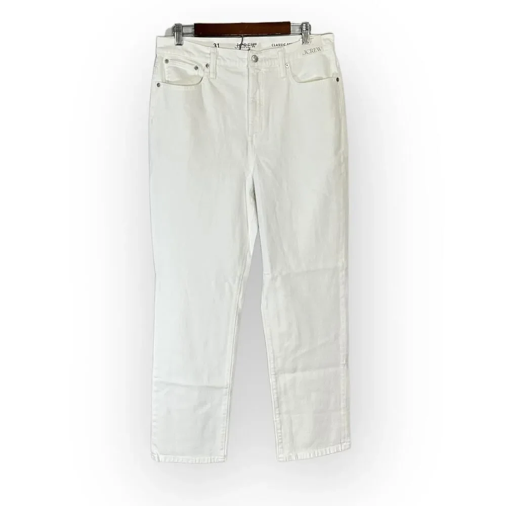 J.Crew Classic Straight Jeans Women's 31 White Slim High Rise Cotton Spandex NWT